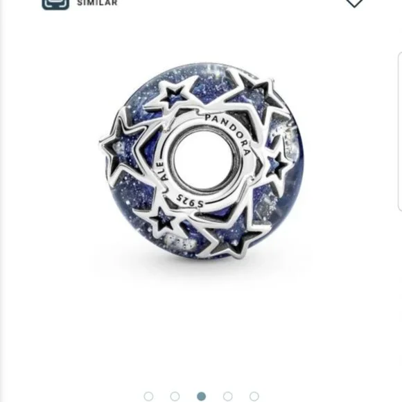Pandora Galaxy Blue & Star Murano Charm - Picture 1 of 6